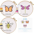 Kraftex Floral Stamped Cross Stitch Kits for Beginners - 3 Pack. DIY Embroidery Needlepoint Patterns for Adults. Easy Cross Stitch Kits for Beginners (Garden Creatures) - style: Garden Creatures