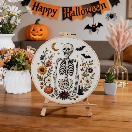 FEIYUENO 4 Pack Halloween Pumpkin Embroidery Kits for Beginners Adults - color: Halloween