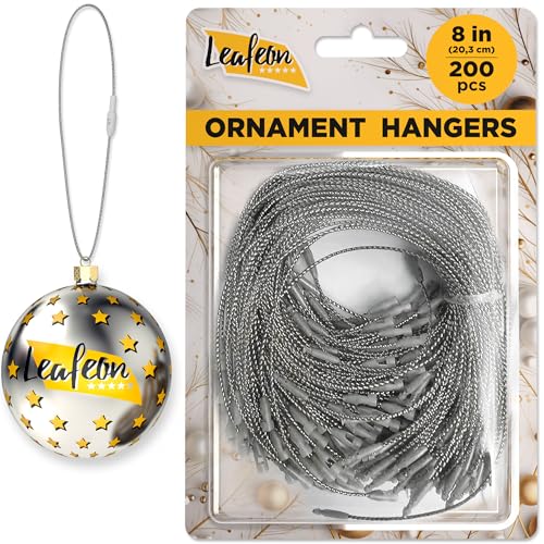200 pcs Ornament Hangers for Christmas Tree Decoration - Silver Christmas Ornament Hooks - Ornament String for Christmas Tree Holiday Party - color: 200 Pcs Silver