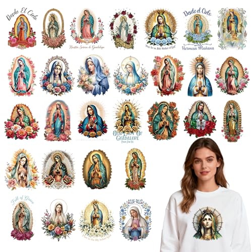 30 Pcs Catholic Guadalupe Dtf Transfers Ready to Press - color: Virgin Mary