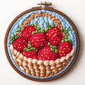 Punch Needle Kits for Beginners Red Strawberries in Basket 20x20cm-4 - color: 16-Strawberries