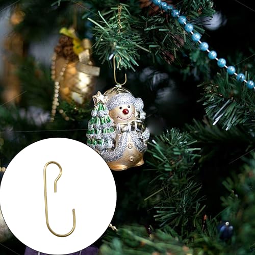 120PCS 1.18Inch Christmas Ornament Metal Hooks, Golden Bendable Hanging Hook for Christmas Tree Decoration, Party, Festival Activity, Holiday - style: Golden-Conventional style