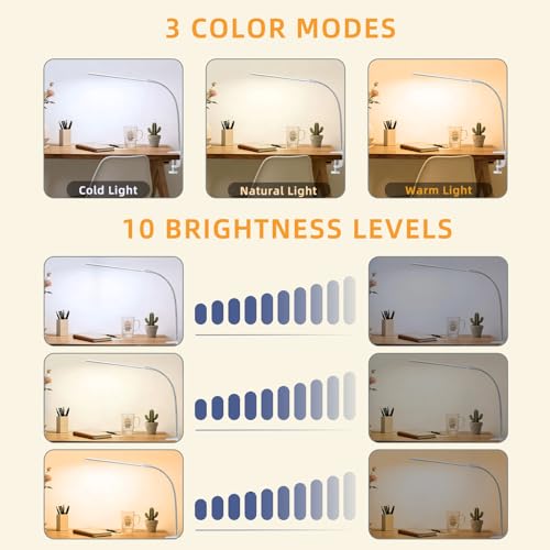 Space Aluminum LED Desk Lamp with Clamp Reading Study Desk Light
