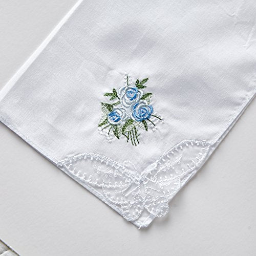 RDS HANKYTEX Cotton Embroidery Ladies' Handkerchiefs Lace Set of 6 - style: 4