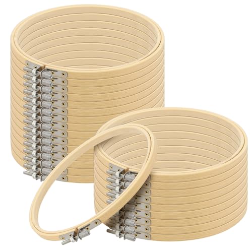 SEHOI 25 Pieces 6 Inch Bamboo Embroidery Hoops, Wooden Round Adjustable Bamboo Circle Cross Stitch Hoop Rings for Art Craft Handy Sewing - size: 6 Inch