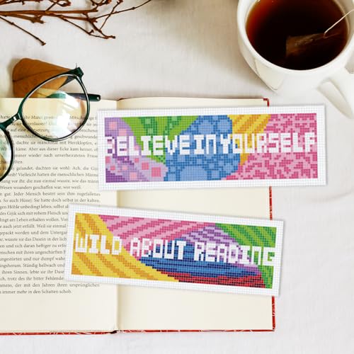 INFUNLY 6PCS Motivational Words Cross Stitch Bookmark Kit for Adults Inspirational Cross Stitch Kits DIY Crossstitch Kits Texts Stamped Embroidery Bookmark Kit with Instructions for Book Lovers - style: Inspirational Words