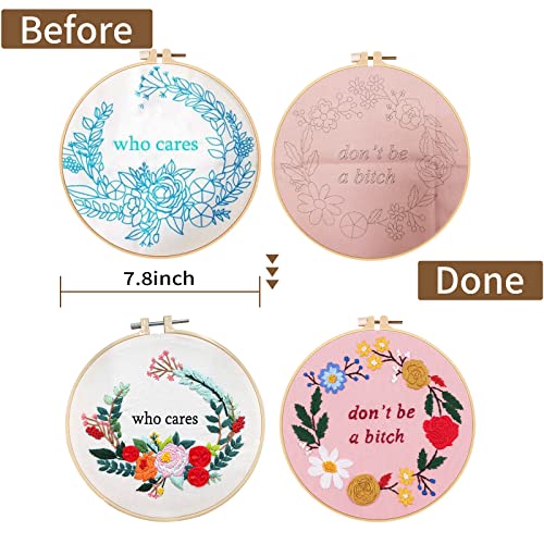 Nuberlic 2 Pack Funny Embroidery Kit for Beginners Adults
