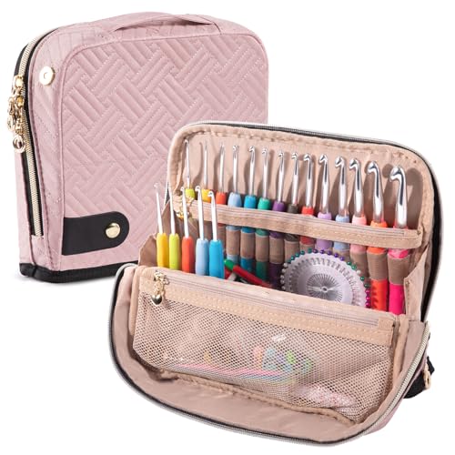 MYBAGZING Empty Crochet Hook Case, Stand-Up Crochet Hook Organizer - color: Pink, size: Case (Empty)