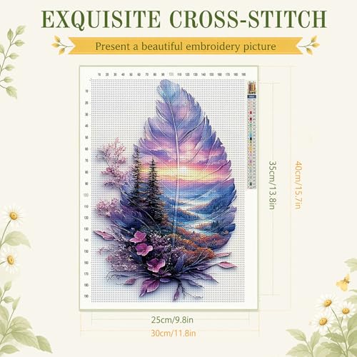 AuraDraw Landscape Stamped Cross Stitch Kits for Adult Beginners, Scenery Needlepoint Counted Cross Stitch Kits for Beginners Adults，11 CT Patterns Dimensions Embroidery Kits Arts and Crafts 12×16inch - color: SZX-0002
