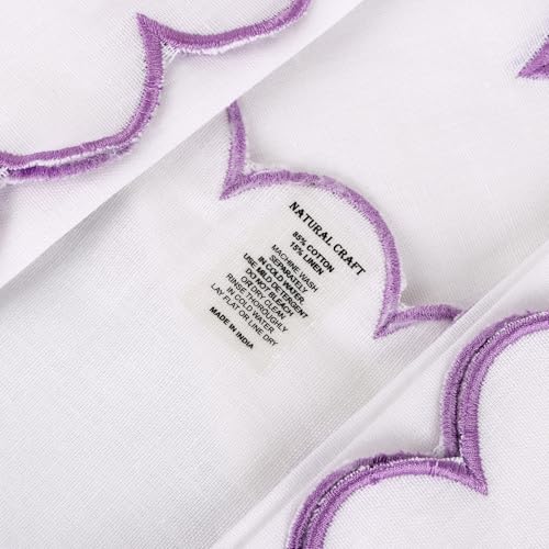 NATURALCRAFT Scalloped Cloth Napkins 18x18 in - White Edges Purple - color: Sl-white Napkin - Lavender Edges, size: 18" x 18" (Set of 6)