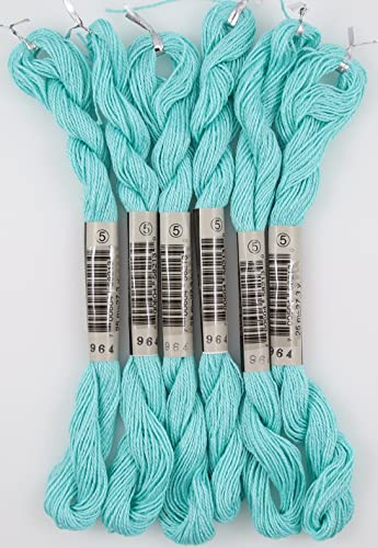 KCS 25 M/Skein Mercerized Pearl Cotton Crochet Needlepoint Thread,Size 5,6 skeins,Sea Green it - color: Sea green it