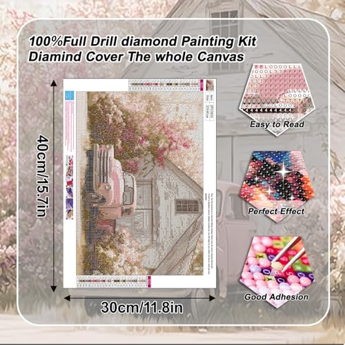 EIBEILI Diamond Art Kits for Adults Pink Truck and Barn Diamond Painting - color: DP03806