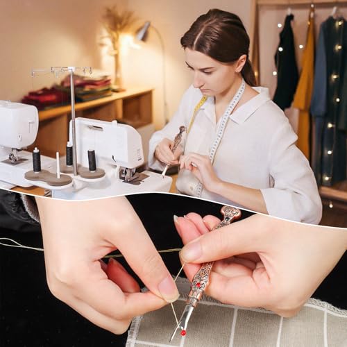 2Pcs Metal Seam Rippers, European Vintage Carved Handle Stitch Ripper, Sharp Seam Ripper Tool for Sewing with Storage Cases, Durable and Handy Crafting Removing Threads Tools (red Copper) - color: red copper