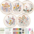 CYANFOUR 5 Pack Beginner Embroidery Kit for Adults with Video & Instruction - color: colorful