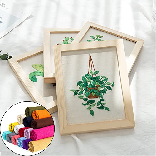 16 Piece Linen Fabric Set 19 x 19 Inch Floss & Hoops Included - color: 16 Pcs Colored-c Kits