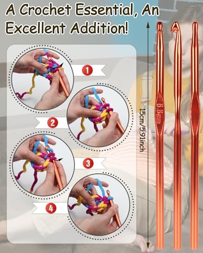 Coopay Crochet Hooks Set-19PCS Metal Crochet Needles with Stitch Markers - color: Multicolor Aluminum Hook Set