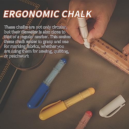 Calvana (3-pack) Fabric Chalk Markers -Erase Tailor’s Chalk for Quilting and Sewing - Compatible with Most Fabrics - With Dosing Wheel Technology, Red, Blue, White