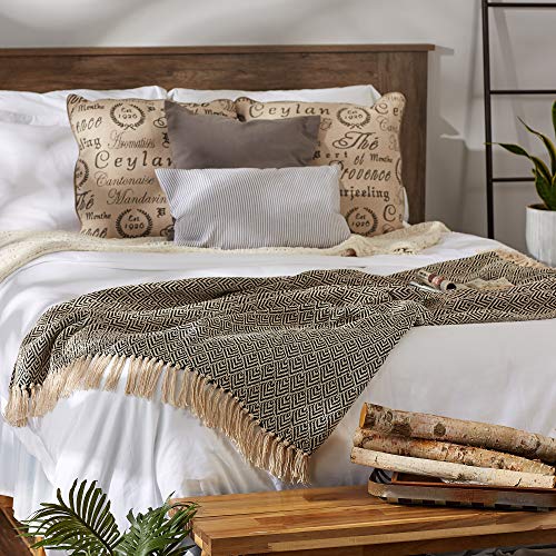 DII Diamond Throw Collection Cotton Woven, 50x60, Black - color: Black