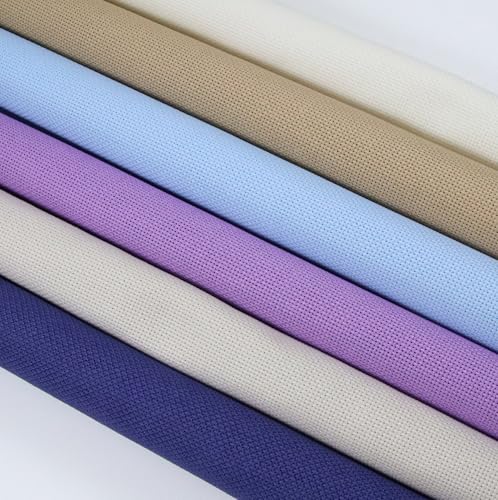 KCS 6 pc of 15" x 18" (38cmx45cm) Counted Cotton Aida Cloth Cross Stitch Fabric Rolled Box (18CT-C) - color: 18ct-c