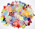 100 Pcs Mixed Ribbon Bows Organza Flowers Lace Beaded Appliques Patches