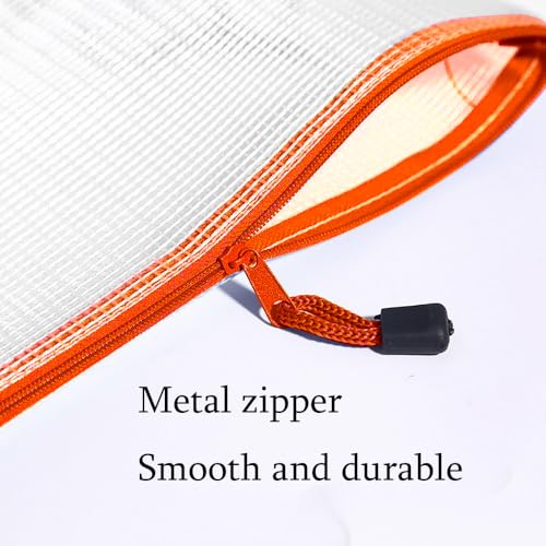 Mesh Zipper Pouch Bag,A3 Zipper Bag for Organizing Storage, Waterproof Zipper Pouch, 17" x 12"/44cm x 32cm, File Bag for School and Office Supplies (Orange) - color: Orange