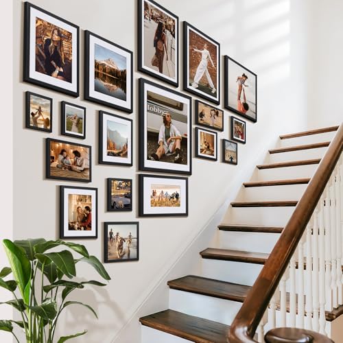 HappyHapi 4x6 Picture Frame Set of 5, Wall or Tabletop Display, Black - color: Black, size: 4x6
