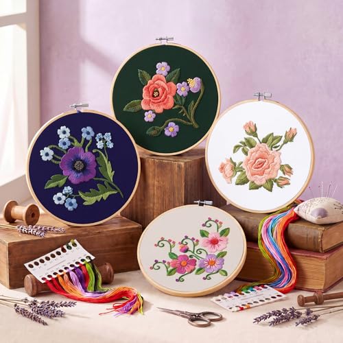 Tioncy 8 Sets Mexican Multicolor Embroidery Napkins DIY Craft Kit - style: Multicolor