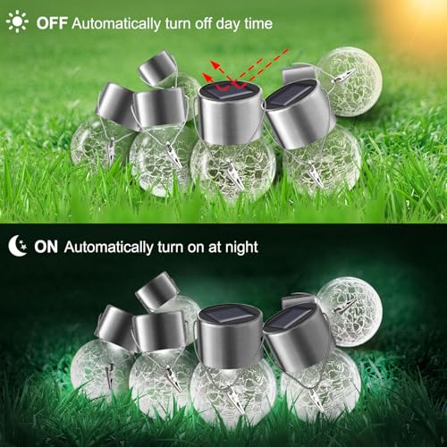 Solar Lights Outdoor Hanging Decorative Globe 24 Pack, Waterproof Solar Lantern with Handle and Clip, Solar Powered Glass Ball Lights for Garden Yard Fence Tree Umbrella Holiday Décor, Cold White - color: Cold White, size: 24