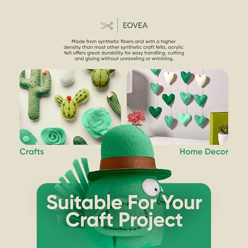 EOVEA | Acrylic Felt Fabric by The Yard | 72" Wide | 1.6mm Thick | Soft & Durable Non-Fraying Felt | for DIY Crafts, Sewing, Upholstery, Costumes & Padding(Kelly Green, One Yard) - color: Kelly Green, size: 1 Yard