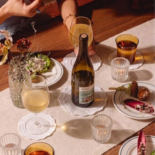 Linen Coasters for Drinks, Set of 6, 6 inch, White - color: 1237 - White, size: 6 inches