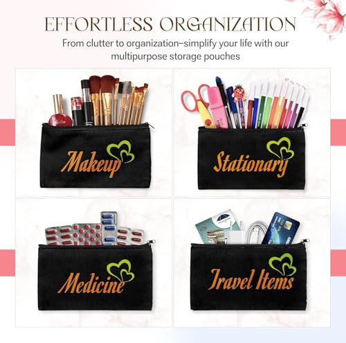 40pcs Black canvas Zipper Pouch Makeup Bags Bulk Pencil Case, Smooth Zipper - color: Black, size: 8.3x4.7
