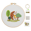 Ebherys Level 1 Embroidery Kits for Beginners and Adults, Different Animals Pattern, 1set as a Pack, inculde 1 Hoop, Instruction and Enough Threads, Easy and Basic Stitches (Hedgehog) - color: Hedgehog