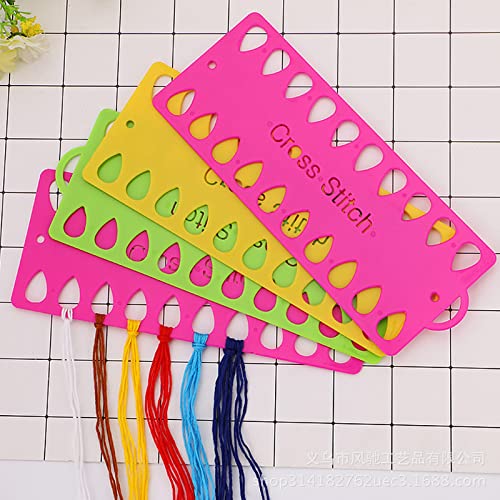 12Pcs Embroidery Floss Organizer,Cross Stitch Thread Holder Storage Tool,6Color Plastic Floss Bobbin, Plastic Sewing Thread Winding Plate Board Card (Multicolor)