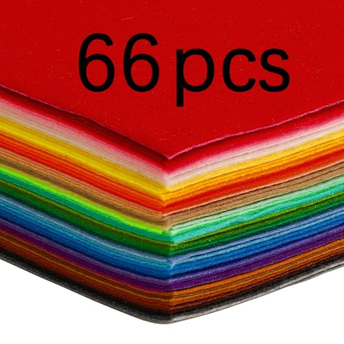 LIZOIDZSM 66 pcs Felt Sheets,4"x4" Assorted Felt Sheets DIY Felt Sheet for Crafts,Felt Paper Felt Pack Felt Craft kit,Soft Felt Sheet,Felt Pieces Fabric 1mm Thick - size: 66 pcs Felt Assorted Color 10x10cm