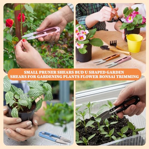Therwen 48 Pcs 4 Inch Bonsai Pruning Scissors Thread Snips Mini Sewing Scissors U Shaped Bulk Bud and Leaves Trimmer Yarn Carbon Steel Pruners Trimmers for Gardening(Multicolor,With Blade Covers) - color: Multicolor,with Blade Covers