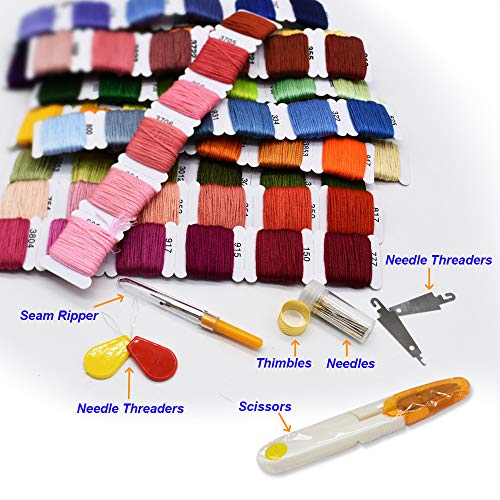 98 Color Embroidery Floss Cross Stitch Cotton Threads Bracelet String with Organizer Storage Cross Stitch Tools Embroidery Kit for Beginners Cross Stitch/Friendship Bracelets/Tassels/Crafts - color: 98 Color