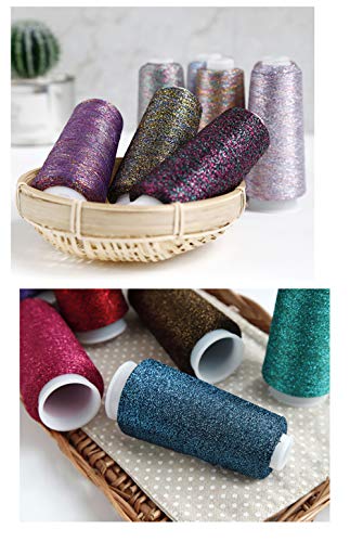 Truevalue 2 Balls Accessory Lurex Yarn, Shining Glitter Metallic Knitting-in Yarn, Sparkle Thread for Knitting and Crochet Sweater Shawl 5000 Yards (Brown Glitter) - color: Brown Glitter