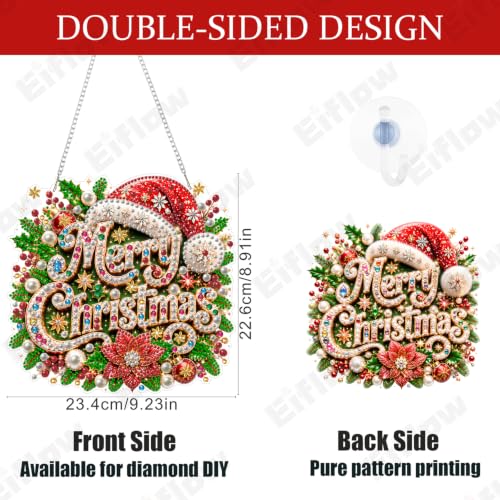 Eiflow Acrylic Pearl Art Hanging Kit for Adults, DIY Pearl Diamonds Painting Door Hanger Board Kit, Special Crystal Diamond Art Painting Pendant Ornament (Merry Christmas) - color: MERRY CHRISTMAS