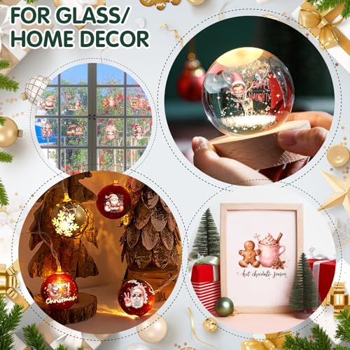 ZMRU 24 Sheets Vintage Christmas Rub On Transfers for Crafts, Rub On Transfers Christmas for Wood，Furniture Decals, Glass, Porcelain, Leather, Canvas, Fabric Projects,3 * 3inch - color: Watercolor Christmas