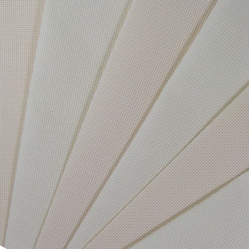 KCS 4/6 pc of 12" x 18"(30cmx45cm) 18CT Counted Cotton Aida Cloth Cross Stitch Fabric (6 pc, Antique White+Cream) - color: Antique White+cream, size: 6 pc