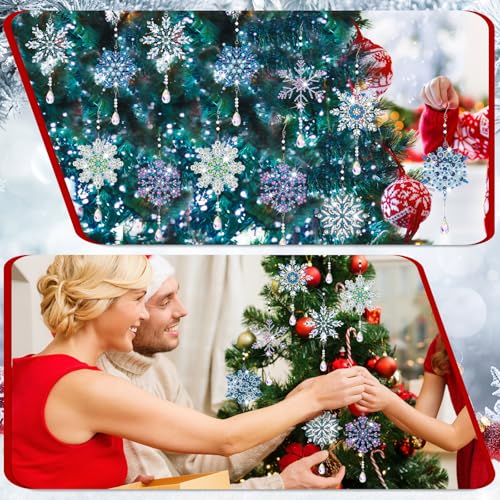Uiifan 8 Pcs Diamond Art Christmas Ornaments, Snowflake Diamond Art Kits