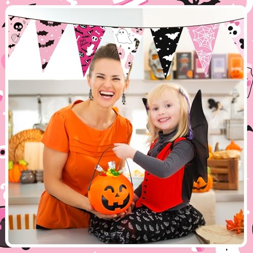 Hosuly 40 Pcs Cute Pink Halloween Fabric Jelly Quilting Bat Strips Roll - color: Pink Halloween