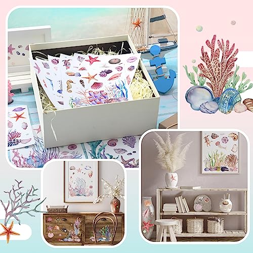 BBTO 12 Sheets Rub on Transfers for Crafts Wood Furniture DIY, 5.5" x 5.7" - style: Ocean