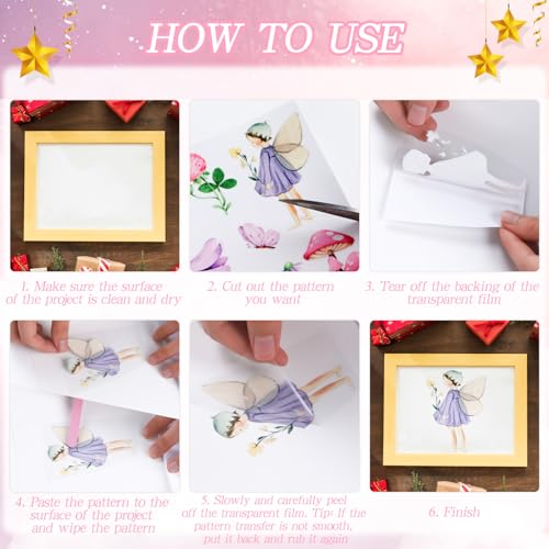 Wxiben 12 Pcs Fairy Flower Rub on Transfers for Crafts and Furniture - style: Fairy