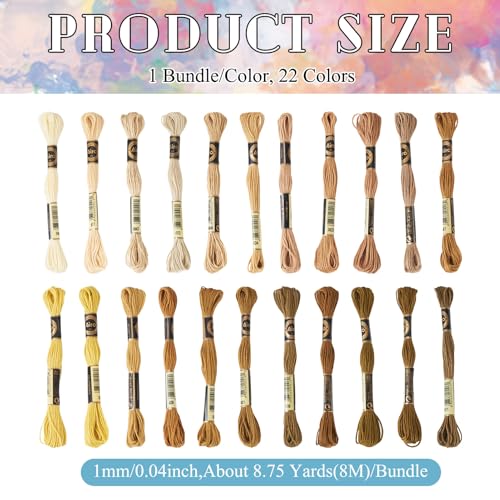 22 Skeins Polyester Embroidery Floss 1mm Autumn Themed Cross Stitch Threads 6 Ply Friendship Bracelets Floss Crafts 22 Color 8.75 Yards(8m)/Skein - color: 22 Colors