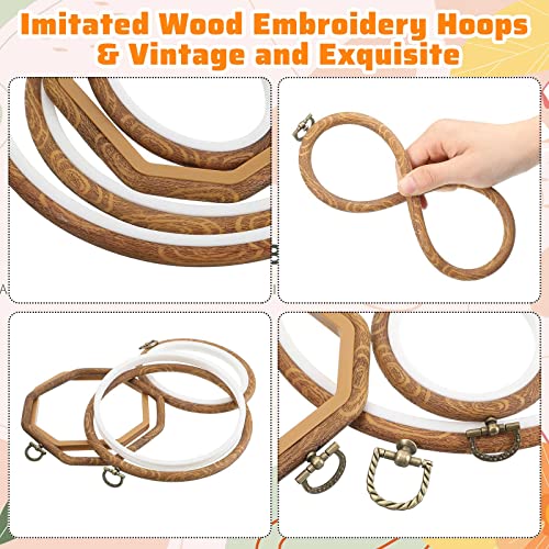 Qunclay 9 Pcs Embroidery Hoops Mixed Shape Imitation Wood,Mixed Shape - style: Mixed Shape