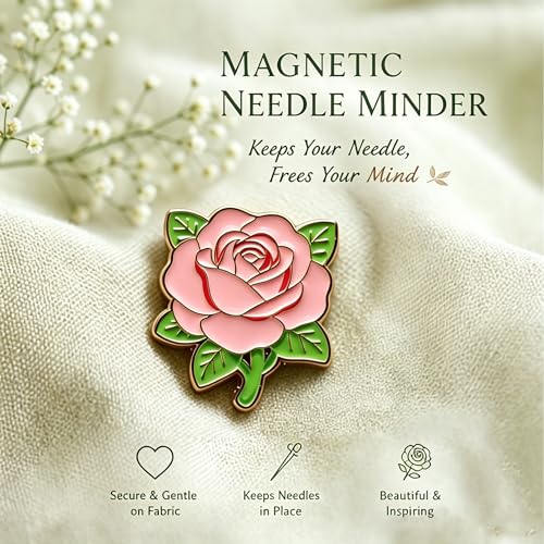 HENYANMHXH Needle Minder Magnet, Cute Magnetic Needle Holder, Pink Rose - color: Blush Pink Rose