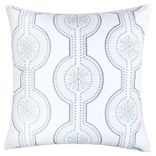 Embroidery White Velvet Throw Pillow Cover, Merry Christmas Series Snowflake Drop Luxury Soft Fuzzy Cozy Warm Slik Gift Square Couch Cushion Pillow Case 20 x 20 Inch, Cover Only - color: Snow Drop-white
