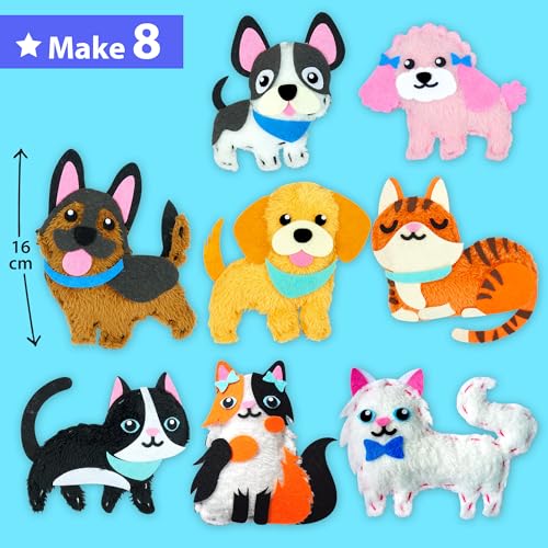 KRAFUN Puppy & Kitten Sewing Kit for Kids Ages 6+ | 8 Dolls - color: Puppy & Kitten