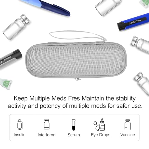 sijidou Insulin Cooler Travel Case, Portable Insulin Travel Case, Insulin Cooling Cases Insulated Organizer for Insulins Pens (Grey) - color: Grey
